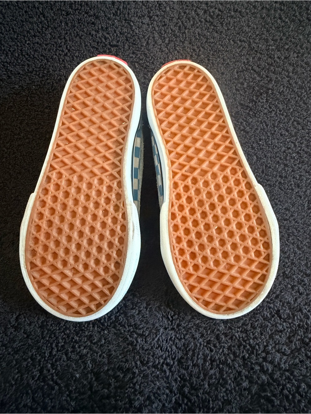 Vans Kids Teal Blue and White Checkerboard Velcro Sneakers - Picture 4 of 5